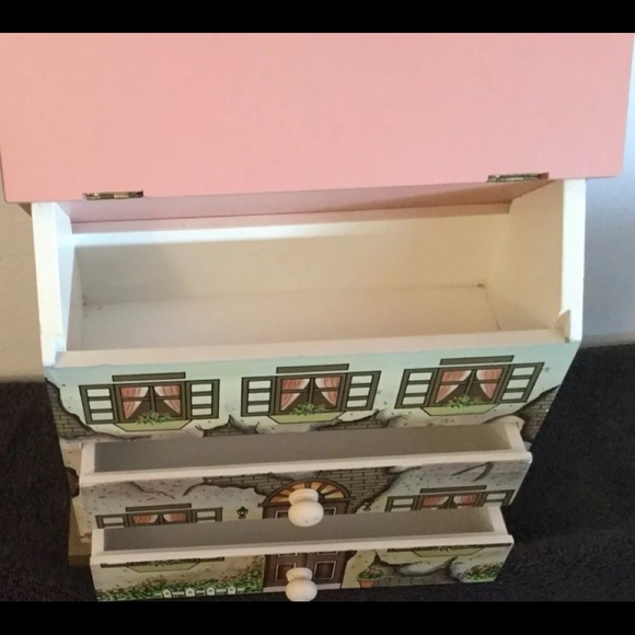 JEWELRY BOXTrinket Box House W/hinged roof drawers Storage & Organization